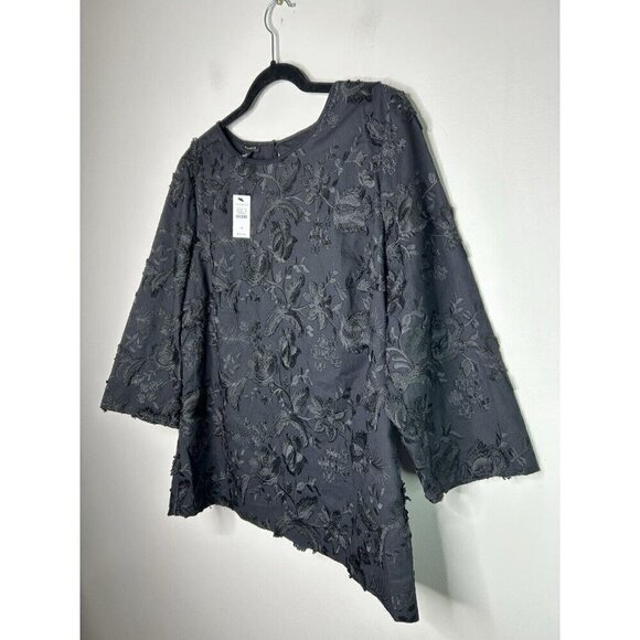 Talbots Embroidered Black Floral Blouse Womens Top Size 14 NWT - Picture 4 of 13